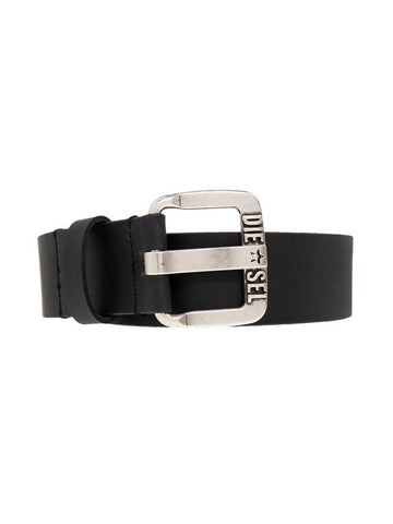 B Star Logo Buckle Leather Belt Black - DIESEL - BALAAN 1