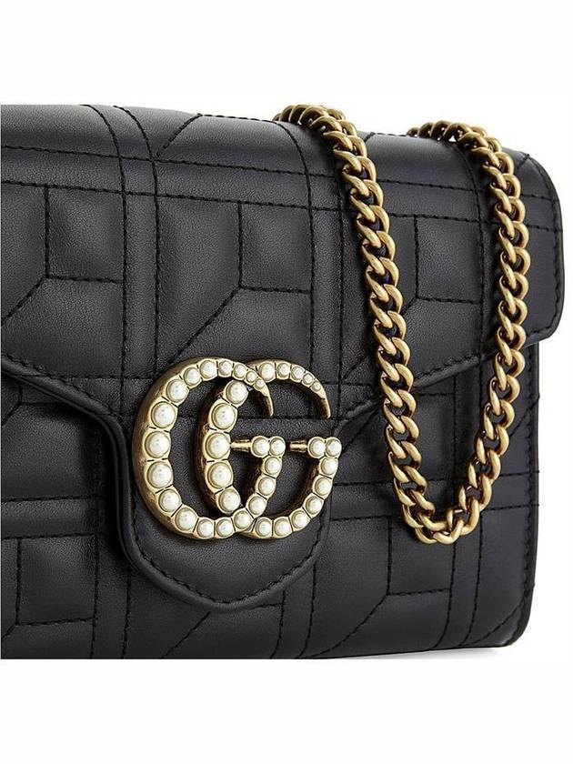 Pearl GG Marmont Matelasse Mini Shoulder Bag Black - GUCCI - BALAAN.