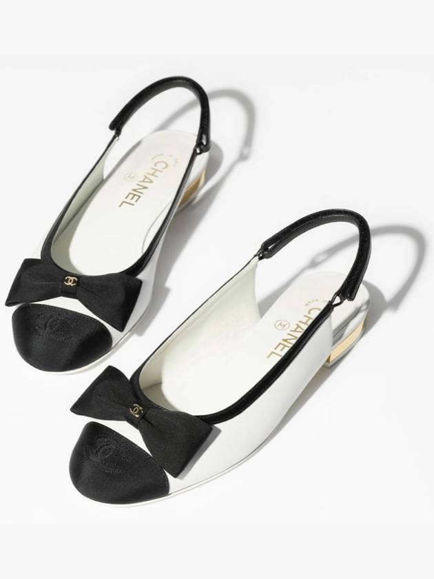 Ribbon Logo Slingback Flats Shoes Shoes White - CHANEL - BALAAN 3