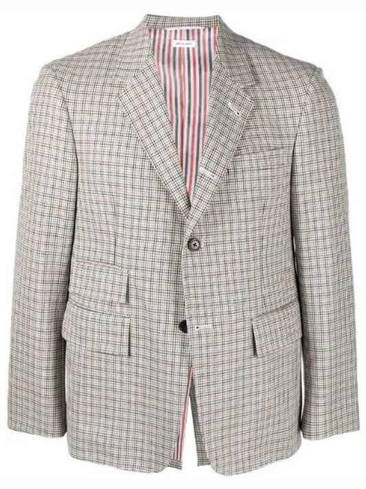 Men's Wool Houndstooth Single Breasted Sports Jacket - THOM BROWNE - BALAAN.