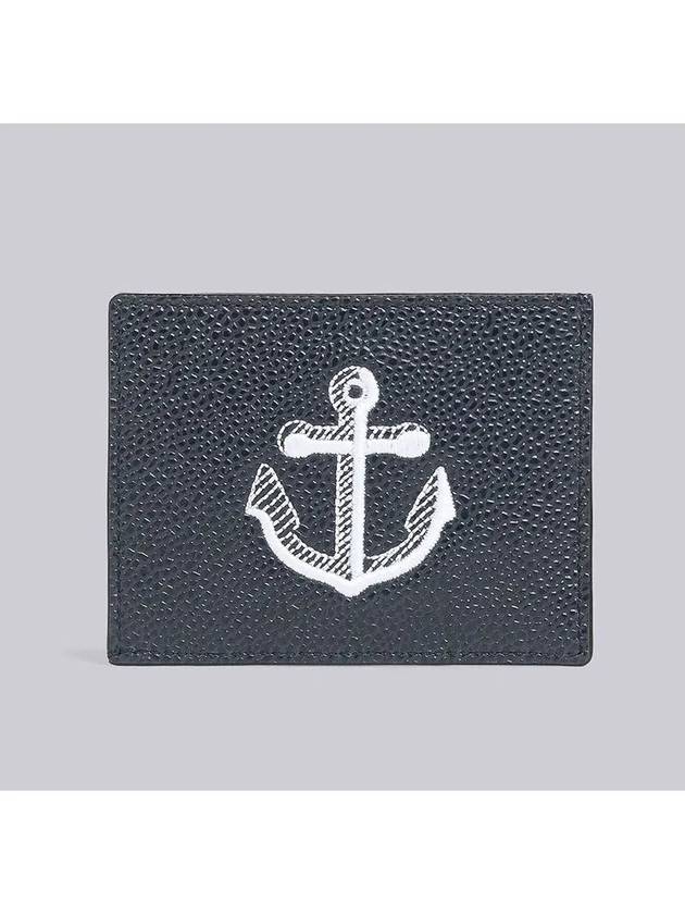 Pebble Grain Anchor Card Wallet Navy - THOM BROWNE - BALAAN 2