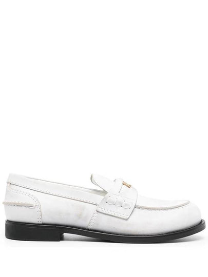 Penny Brushed Leather Loafers White - MIU MIU - BALAAN 2