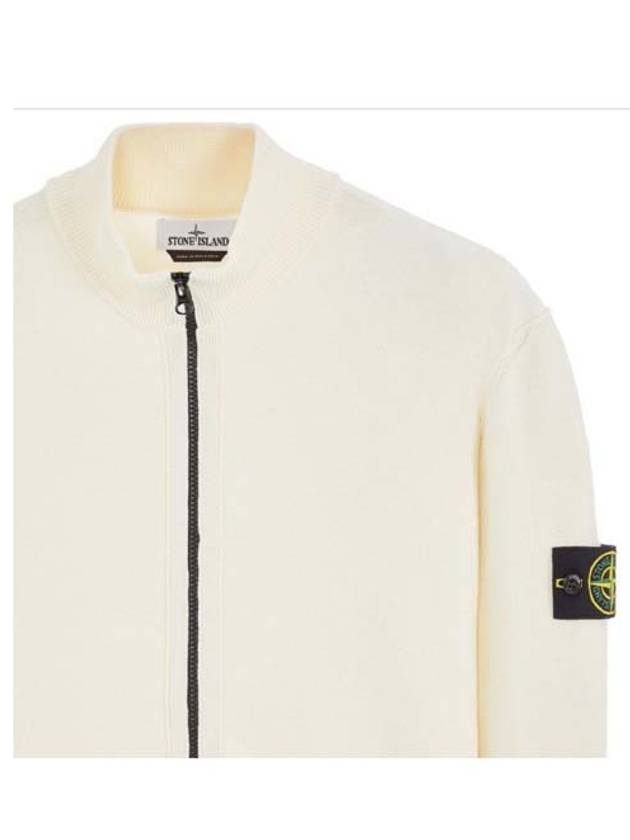 Logo Wappen Knit Zip-up Cardigan Ivory - STONE ISLAND - BALAAN 4