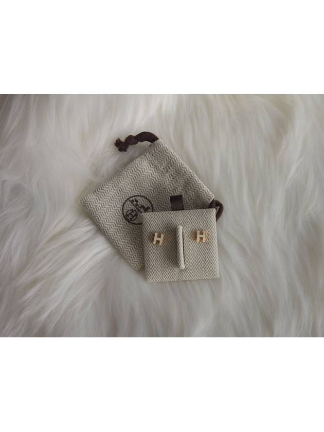 Mini Pop H Earring Rose Gold & Blanc - HERMES - BALAAN 5