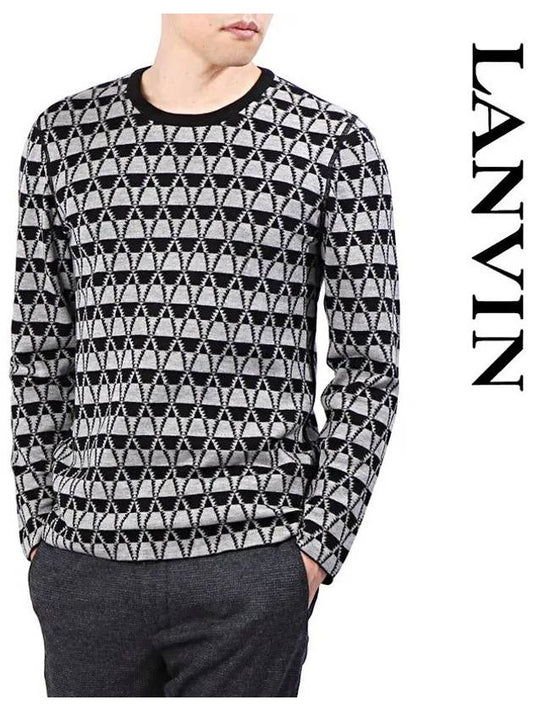 Jacquard crew neck sweater RMPO0007A16 1310 - LANVIN - BALAAN 1