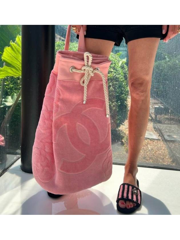 Backpack Nylon Beach Towel Peach Coral Large - CHANEL - BALAAN 3