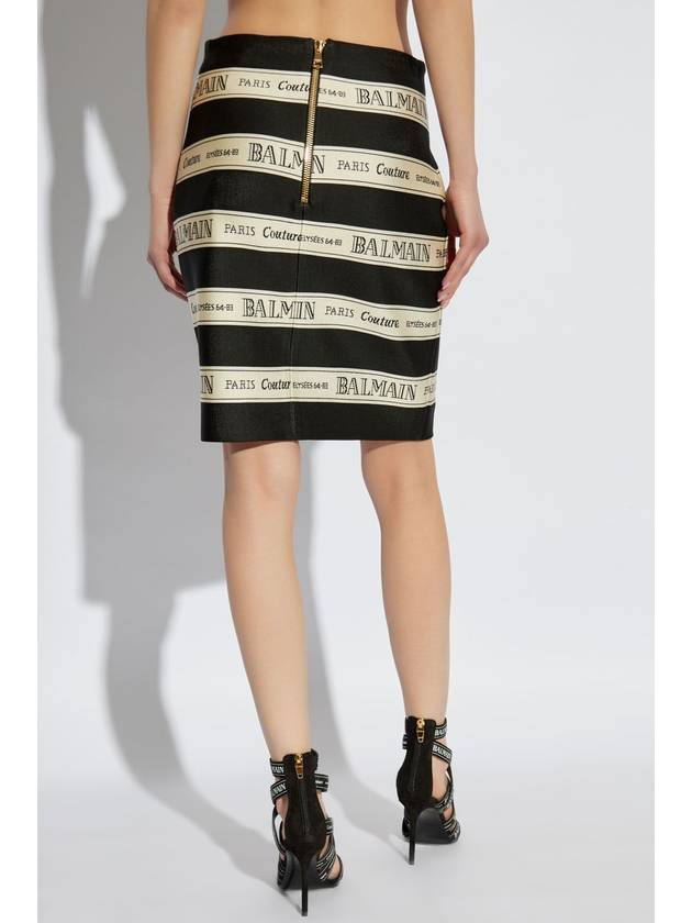 Balmain Skirt With Stripe Pattern, Women's, Black - BALMAIN - BALAAN 4