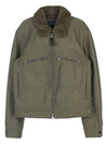 Men's Zipper Pocket Fur Collar Cotton Jacket Khaki - TOM FORD - BALAAN.