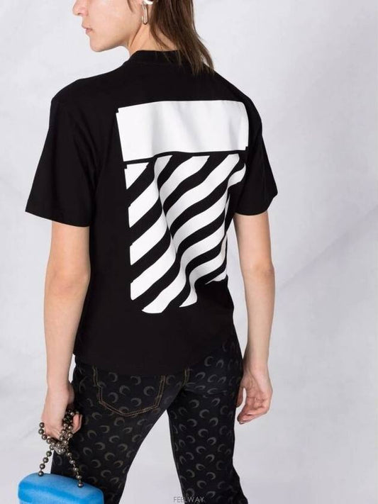 Diagonal Print Short Sleeve T-Shirt Black - OFF WHITE - BALAAN 2