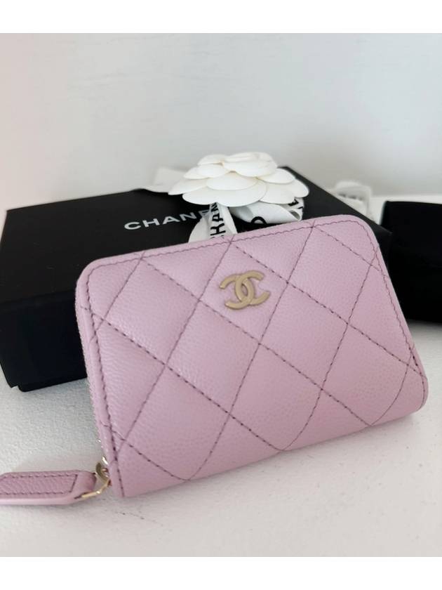 caviar leather card wallet baby pink color zipper AP0214 - CHANEL - BALAAN 2