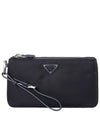 Triangle Logo Double Clutch Black - PRADA - BALAAN 2