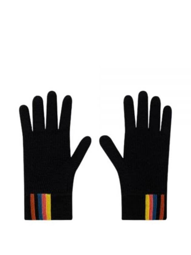 Artist Striped Ribbed Merino Wool Gloves Black - PAUL SMITH - BALAAN 2