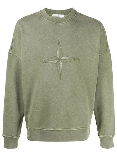 Flag Embroidery Logo Sweatshirt Khaki - STONE ISLAND - BALAAN 1