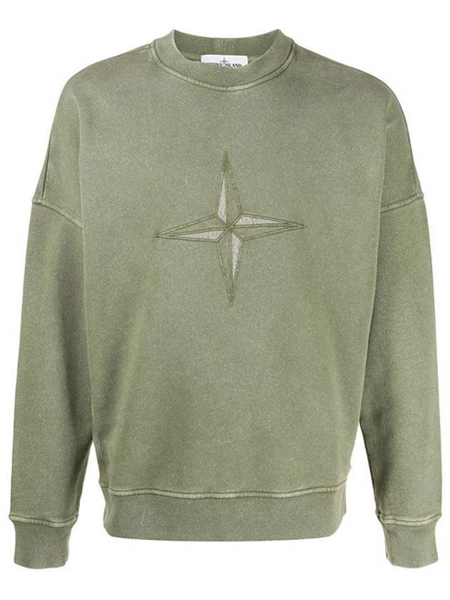 Flag Embroidery Logo Sweatshirt Khaki - STONE ISLAND - BALAAN 1