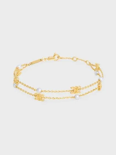 Triomphe Logo Pearl Double Bracelet Gold - CELINE - BALAAN 2