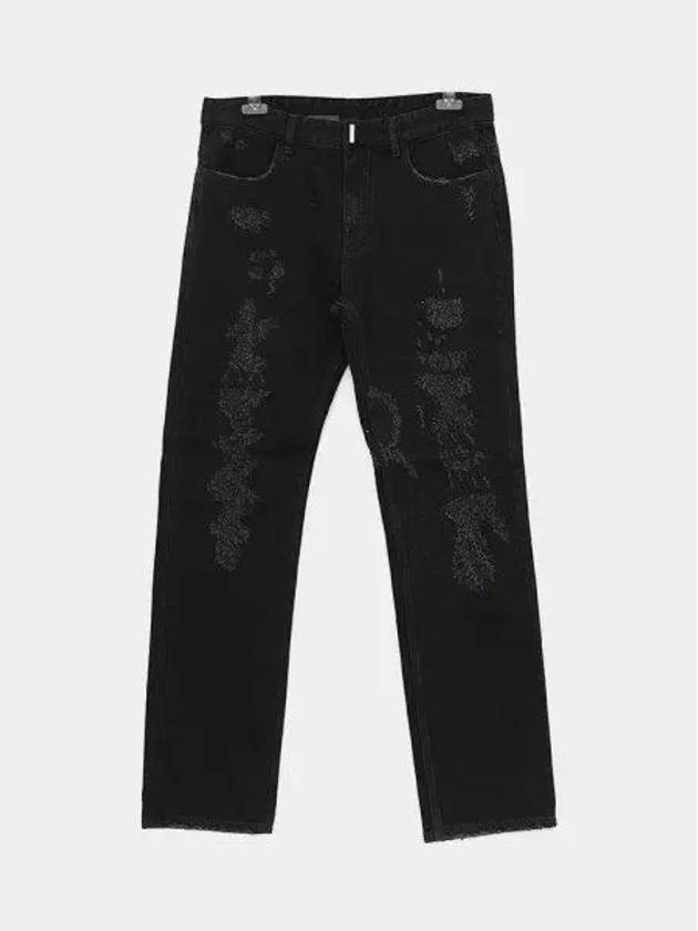 Destressed Straight Denim Pants Black - GIVENCHY - BALAAN 2