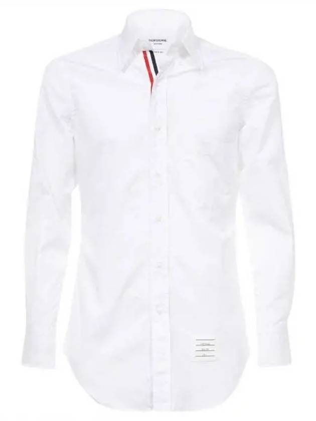 Men's Grosgrain Placket Solid Poplin Long Sleeve Shirt White - THOM BROWNE - BALAAN 2