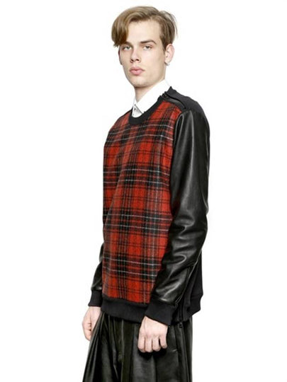 Tartan wool and leather sweatshirt - GIVENCHY - BALAAN 2