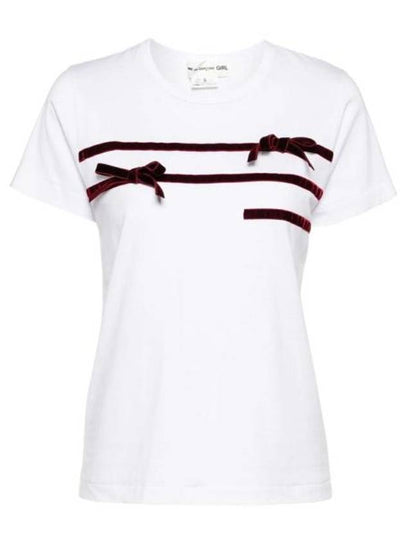 Velvet Ribbon Short Sleeve T-Shirt White - COMME DES GARCONS - BALAAN 2