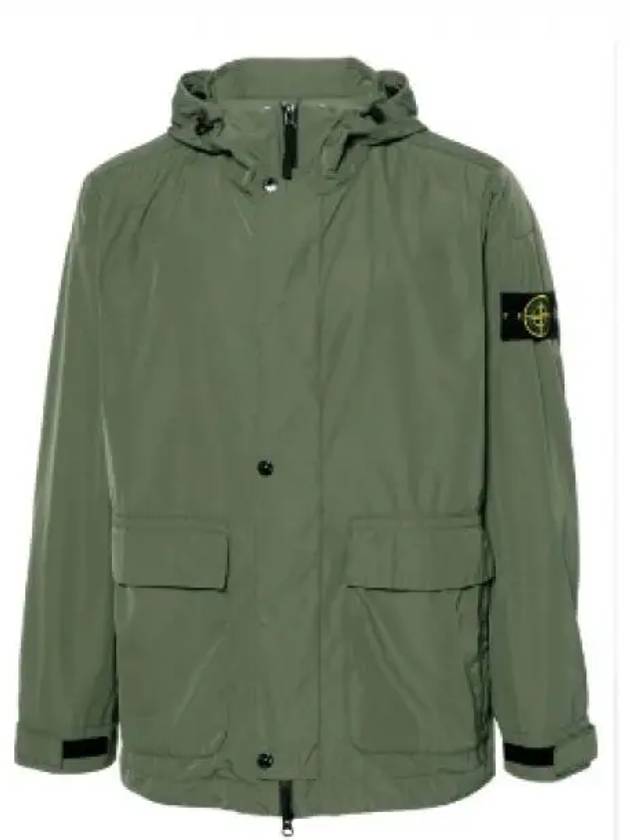 Logo Patch Hooded Jacket Olive - STONE ISLAND - BALAAN 2