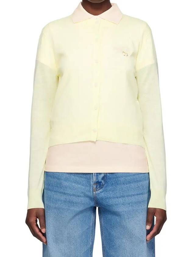 Baby Fox Patch Regular Cardigan Lemonade - MAISON KITSUNE - BALAAN 2