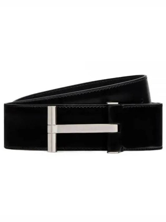 T Buckle Leather Belt Dark Navy - TOM FORD - BALAAN 2