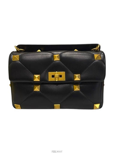 Clover Garavani Roman Stud Shoulder Bag Large Black XW2B0I60 BSF 0NO - VALENTINO - BALAAN 1