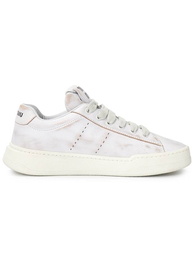 Bleached Leather Low Top Sneakers White - MIU MIU - BALAAN 5