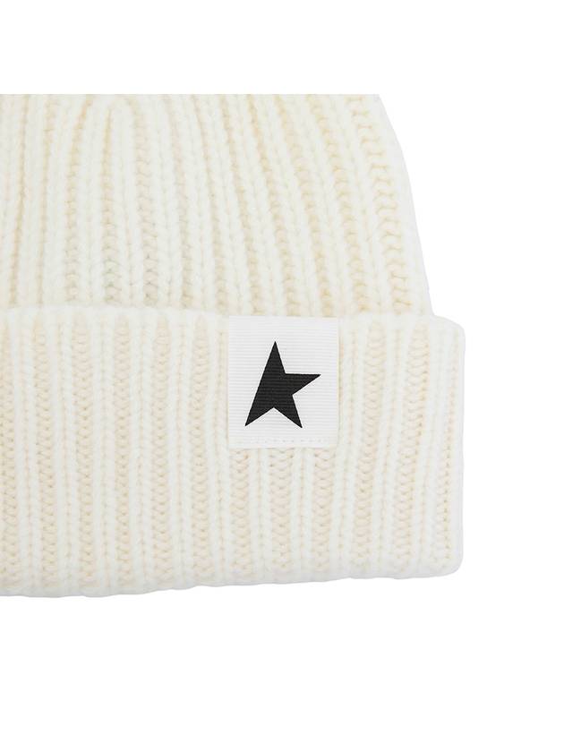 Star Logo Ribbed Wool Beanie Ivory - GOLDEN GOOSE - BALAAN 5