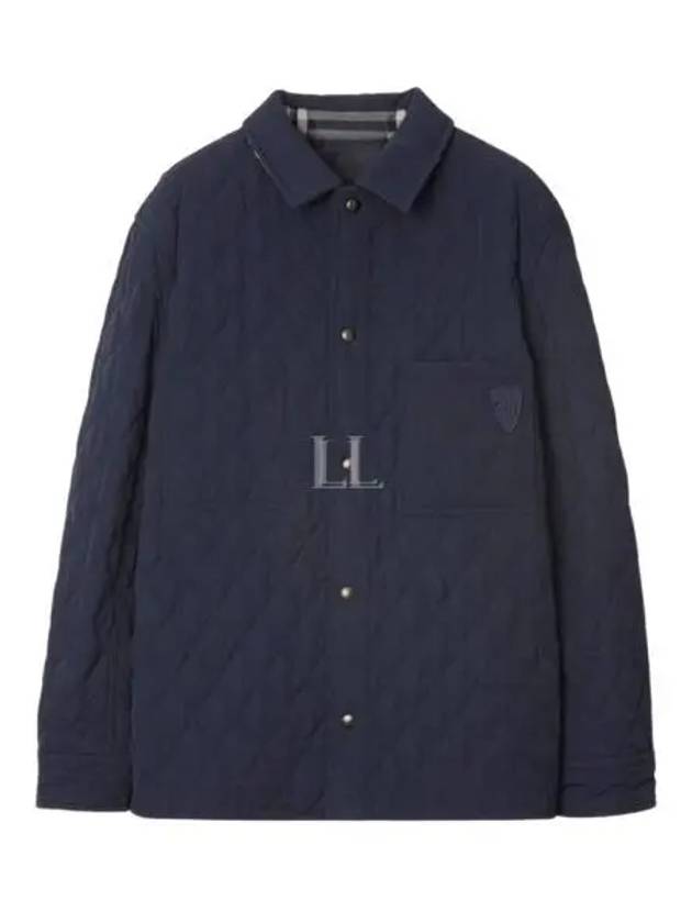 Check Reversible Quilted Overshirt Jacket Charcoal Navy - BURBERRY - BALAAN 2