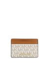 Jet Set Logo Plaque Card Wallet White - MICHAEL KORS - BALAAN 1