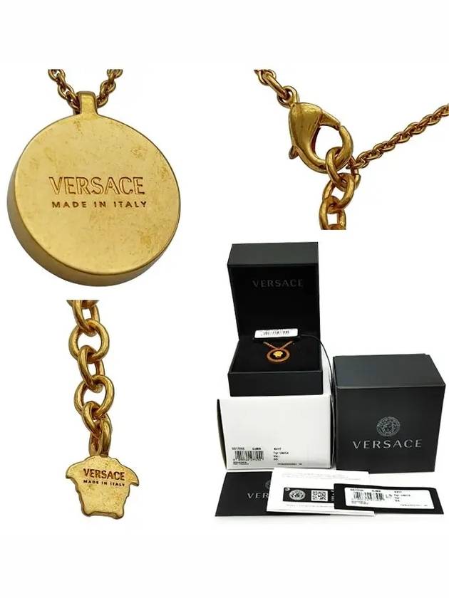 Enamel Medusa Pendant Necklace Black Gold - VERSACE - BALAAN 6