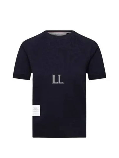 Women's Loopback Cotton Short Sleeve T-Shirt Navy - THOM BROWNE - BALAAN 2