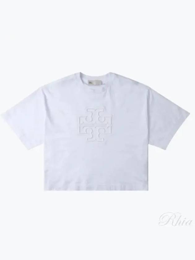 Embossed Logo Short Sleeve T-Shirt White - TORY BURCH - BALAAN 2