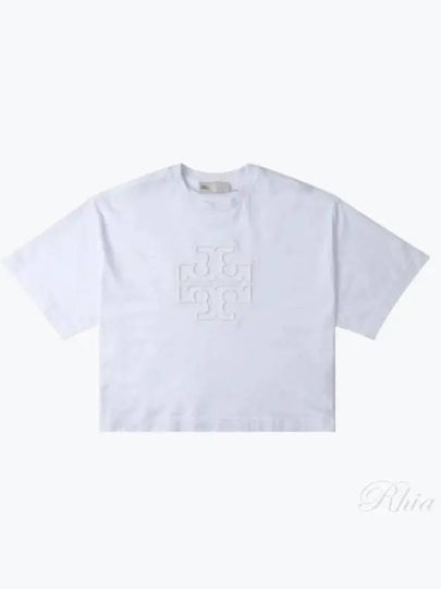 Embossed Logo Short Sleeve T-Shirt White - TORY BURCH - BALAAN 2