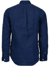 Men's Pony Embroidery Linen Oxford Long Sleeve Shirt Blue - POLO RALPH LAUREN - BALAAN 4