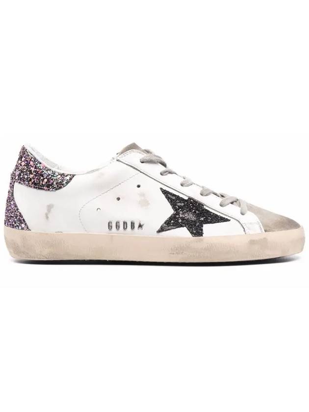 Women's Purple Glitter Tab Superstar Sneakers White - GOLDEN GOOSE - BALAAN 3