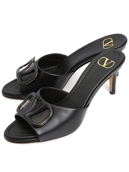 V logo sandal heels black - VALENTINO - BALAAN.