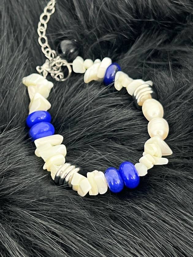 Natural Santorini Lapis & Pearl Bracelet - S SY - BALAAN 2