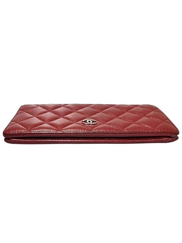 A31509 Red Caviar Skin Silver Logo Timeless Classic Flap Long Wallet - CHANEL - BALAAN 4