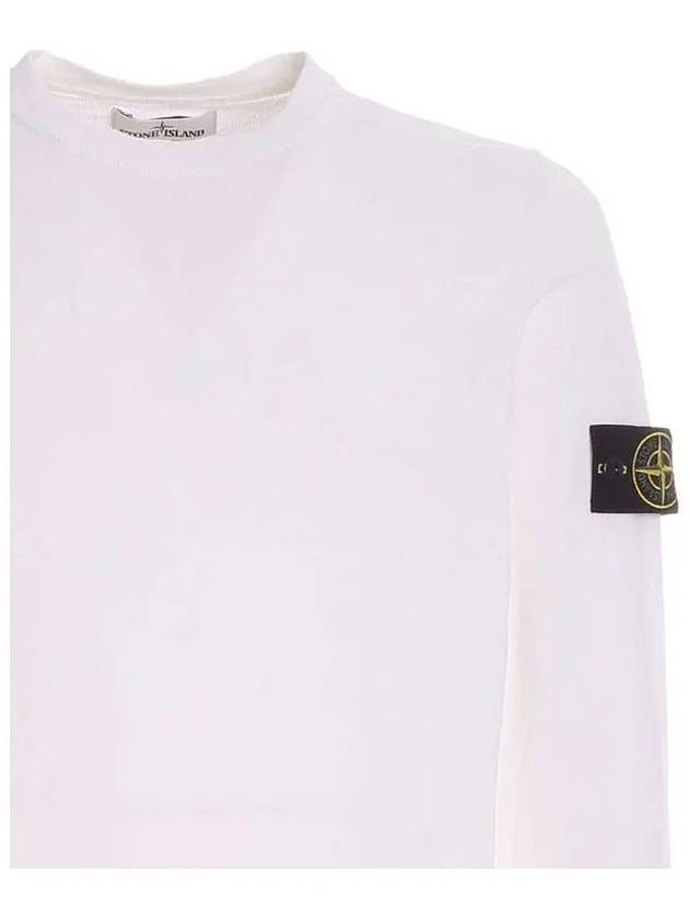 Men's Wappen Patch Crew Neck Cotton Knit Top White - STONE ISLAND - BALAAN 5