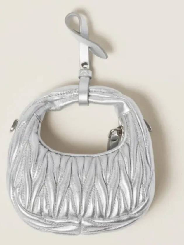 Wander Matelasse Micro Nappa Leather Hobo Mini Bag Silver - MIU MIU - BALAAN 7