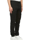 Garment Dyed Old Effect Stretch Broken Twill Cotton Cargo Pants Black - STONE ISLAND - BALAAN 4