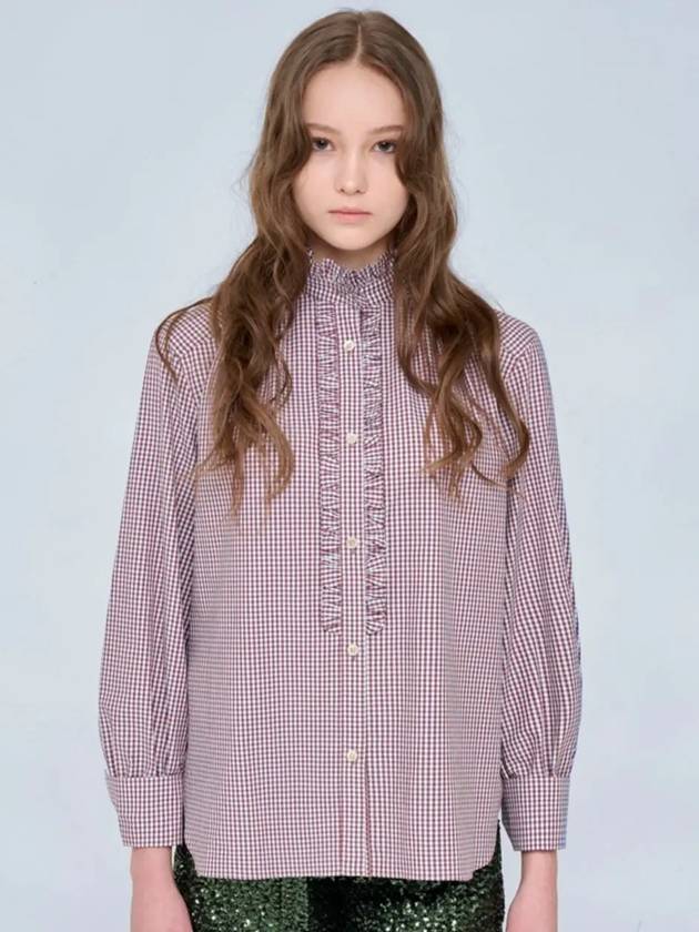 Collared cotton blouse check brown 0120 - VOYONN - BALAAN 10