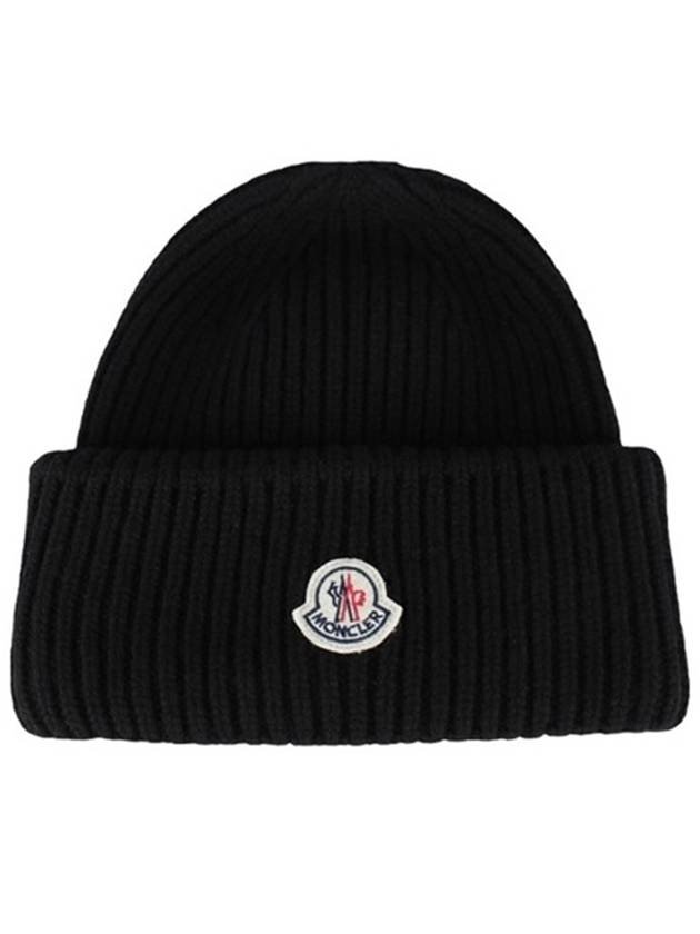 23SS Logo Patch Wool Cashmere Beanie 3B00023 - MONCLER - BALAAN 1