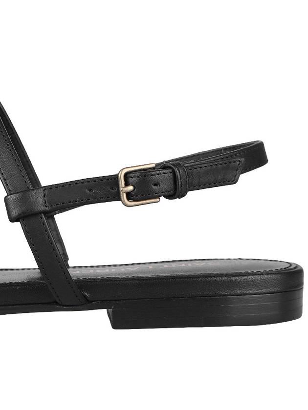 Women's Smooth Leather Gold Tone Monogram Detail Cassandra Flat Sandals Black - SAINT LAURENT - BALAAN 7