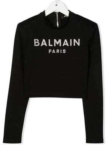 Junior Glitter Logo Crop Long Sleeve Top - BALMAIN - BALAAN 1