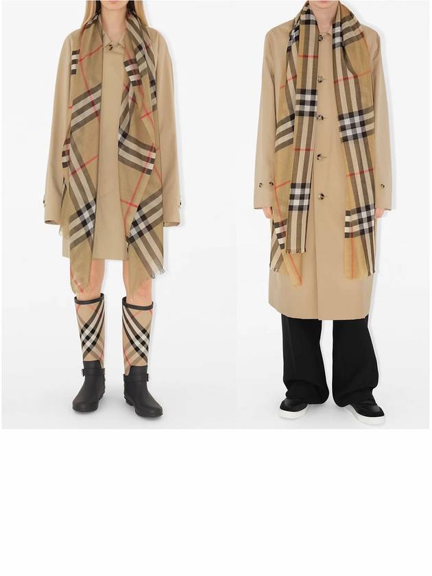 Check Wool Silk Scarf Beige - BURBERRY - BALAAN 9