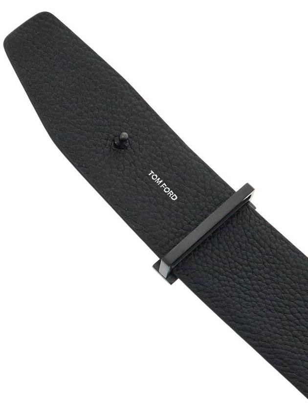 Sliver Soft Grain Leather T Icon Belt Brown Black - TOM FORD - BALAAN 4