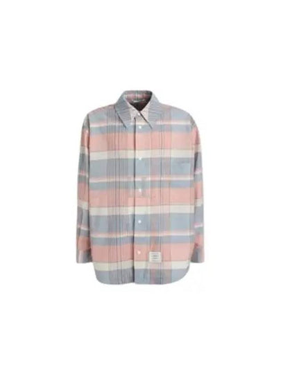 Check Wool Long Sleeve Shirt Blue Pink - THOM BROWNE - BALAAN 2